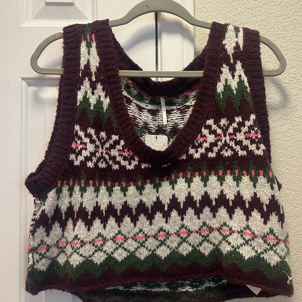 NWT Free People Printed Sweater Vest size M